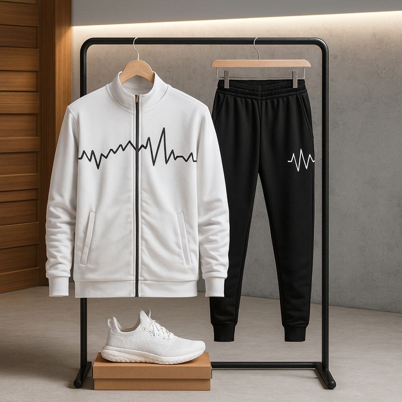 ست سوئیشرت شلوار مردانه سفید مدل EKO